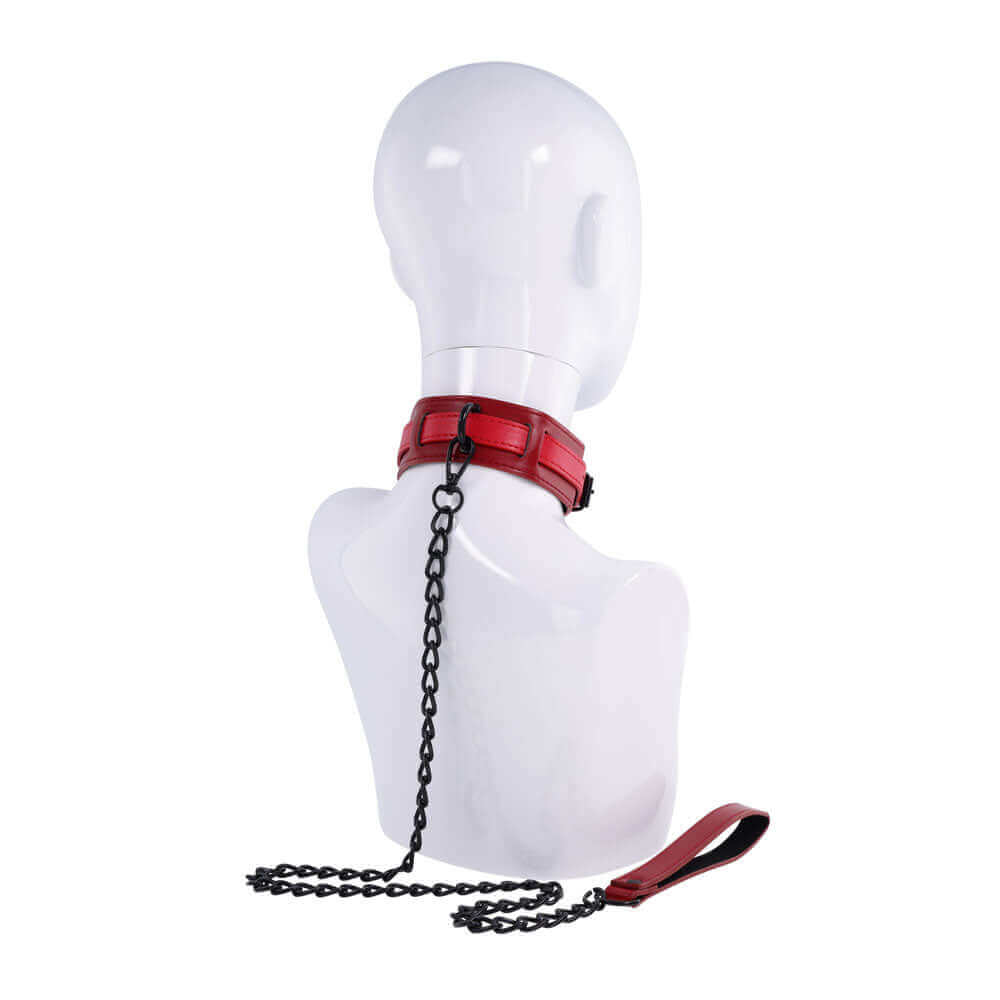 S&M Exs & Ohs Collar and Leash - Red Neck Restraint